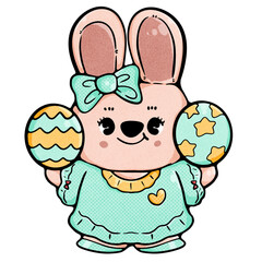 easter rabbit card elements hand drawn gnomes