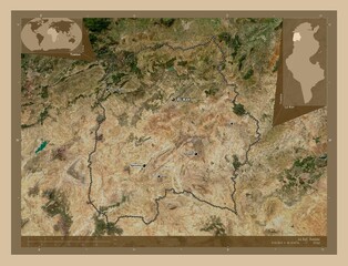 Le Kef, Tunisia. Low-res satellite. Labelled points of cities