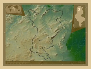 Siliana, Tunisia. Physical. Labelled points of cities