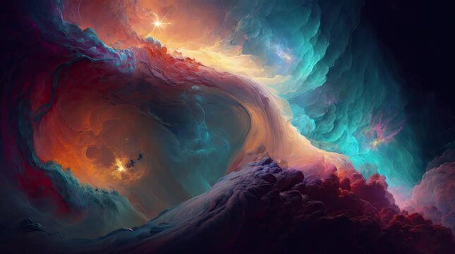 Beautiful Celestial Swirling galaxy cloud, watercolor, fantasy, magical, generative AI