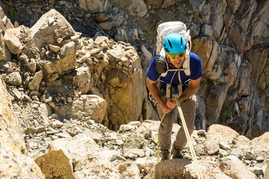 Man climbing on Mount Mendel