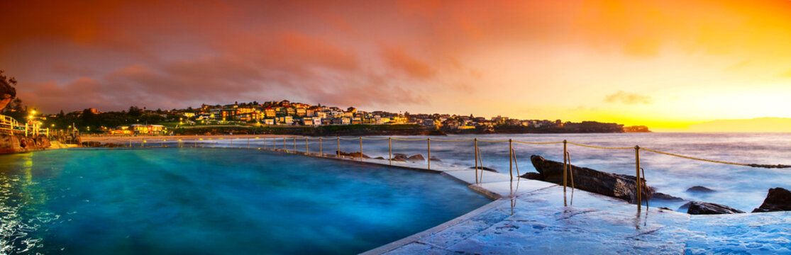 Panoramic View Of Bronte Pool In The Early Morning Twilight