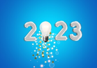 2023 new year concepts with light bulb