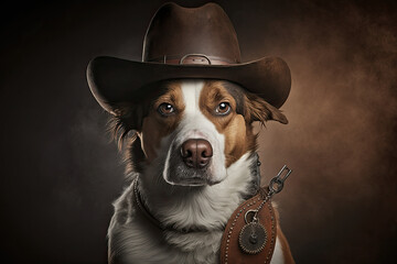 Cowboy dog, generative ai - obrazy, fototapety, plakaty