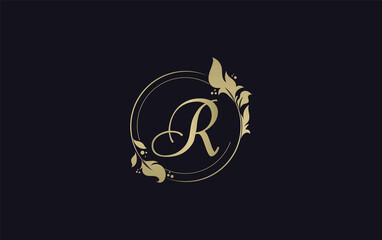 Golden leaf and circle logo design. Golden beauty logo and business symbol design