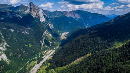 Fototapeta na wymiar Carnia, Monte Croce pass and Monte Coglians. Nature in Friuli.