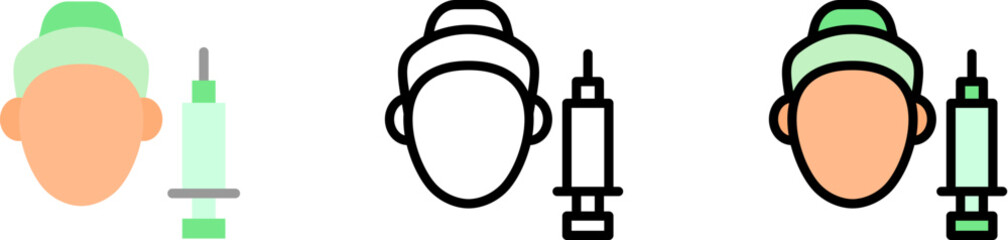 Mesotherapy woman face vector icon in different styles. Line, color, filled outline