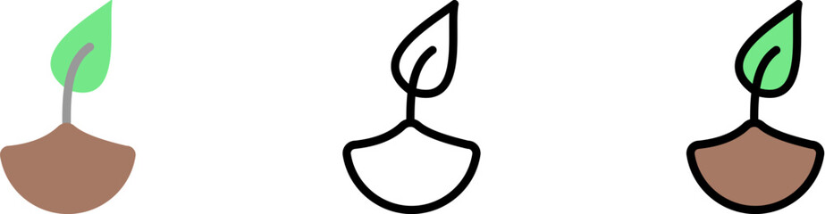 Leaf power of nature vector icon in different styles. Line, color, filled outline