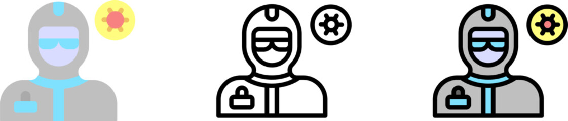 Epi, coronavirus vector icon in different styles. Line, color, filled outline