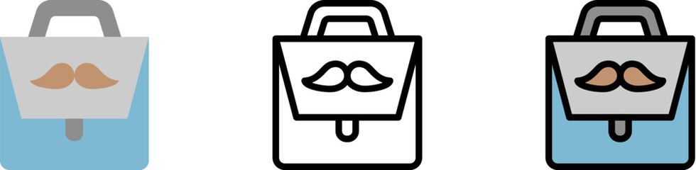 Portfolio vector icon in different styles. Line, color, filled outline