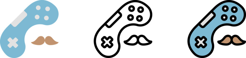 Joystick vector icon in different styles. Line, color, filled outline