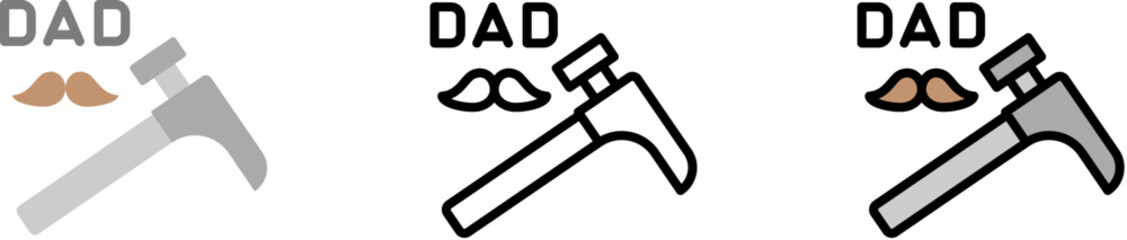 Wrench vector icon in different styles. Line, color, filled outline