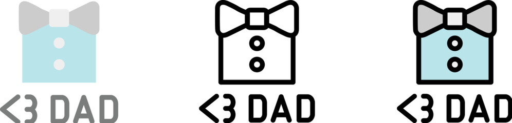 Love DAD, shirt vector icon in different styles. Line, color, filled outline