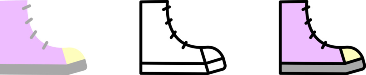 Shoe, footwear vector icon in different styles. Line, color, filled outline