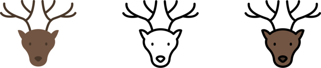 Deer, animal vector icon in different styles. Line, color, filled outline