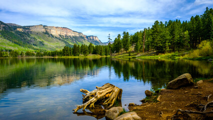 Scenic landscape of Haviland Lake during sunny weather, Durango, Colorado, USA