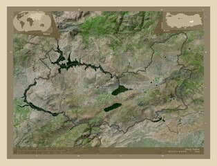 Elazg, Turkiye. High-res satellite. Labelled points of cities - obrazy, fototapety, plakaty