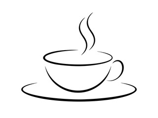 Cup of tea or coffee. Black hand drawn vector element. Best for web, seamless patterns, logo creating and branding design.