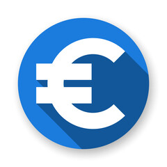 Currency vector symbol. EUR long shadow round vector icon.