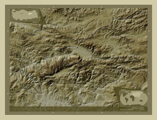 Erzincan, Turkiye. Labelled points of cities
