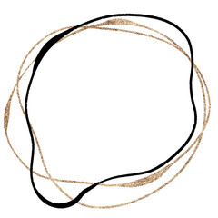 Abstract line art modern elements. Gold and black decoration shapes