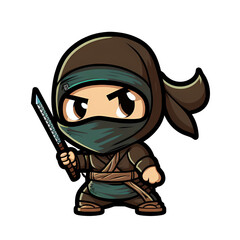 Cute cartoon ninja illustration logo © Marek49