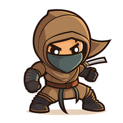 Cute cartoon ninja illustration logo © Marek49