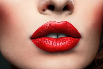 Fototapeta premium Red Lips with Bold Makeup, Ai generative