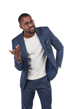 A Black Businessman  Wearing Glasses And Business Suit Clueless And Showing A Confused Expression With Arms And Hands Raised With Doubt Isolated On A Png Background.