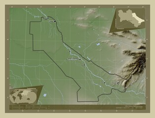 Chardzhou, Turkmenistan. Labelled points of cities