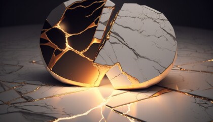 marble architecture sealed with kintsugi technique, wallpaper, lightning, jade created with generative ai technology