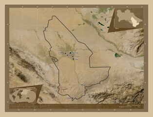 Mary, Turkmenistan. Low-res satellite. Labelled points of cities