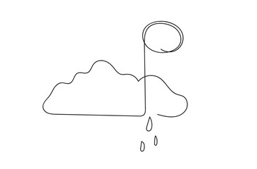 One continuous line drawing of Clouds in the sky. Weather symbol and storage concept in simple linear style. Editable stroke. Doodle vector illustration