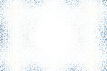 Blue random digital data matrix of binary code numbers isolated on a white background with a copy text space in the middle. Technology, coding, or big data concept. Vector illustration