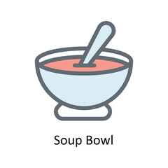 soup bowl Vector Fill Outline Icons. Simple stock illustration stock