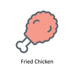 Fried chicken Vector Fill Outline Icons. Simple stock illustration stock