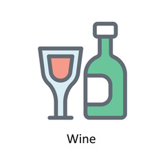 Wine Vector Fill Outline Icons. Simple stock illustration stock