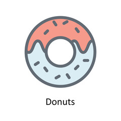 Donuts Vector Fill Outline Icons. Simple stock illustration stock
