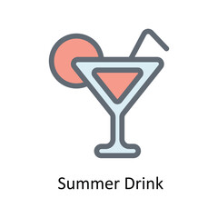 Summer Drink Vector Fill Outline Icons. Simple stock illustration stock