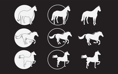 Multiple Horse Elegant Logo Symbol Design Vector
