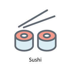 Sushi Vector Fill Outline Icons. Simple stock illustration stock