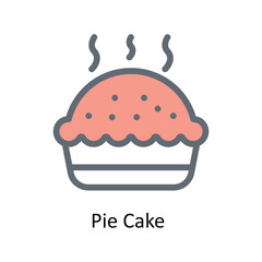 Pie Cake  Vector Fill Outline Icons. Simple stock illustration stock