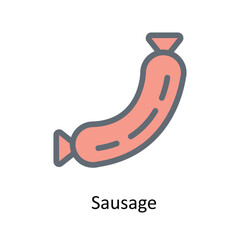 Sausage Vector Fill Outline Icons. Simple stock illustration stock