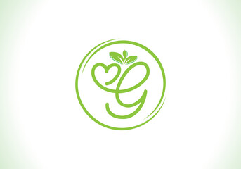 Nutrition logo and green healthy love leaf symbol with love font logo design. Heart sign leaf nature logo. Green eco letters logo