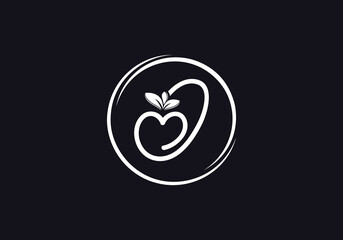 Nutrition logo and green healthy love leaf symbol with love font logo design. Heart sign leaf nature logo. Green eco letters logo