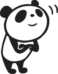 かわいいシンプルパンダ　腕組みで納得ポーズ