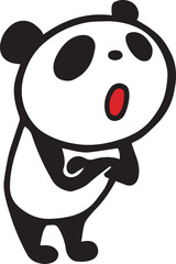 かわいいシンプルパンダ　腕組みでなるほどポーズ
