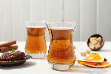Concept of traditional turkish brewed hot drink