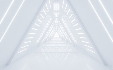 Obraz premium White neon tunnel, 3d rendering.