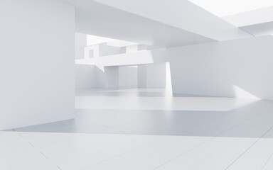 White abstract outdoor architecture, 3d rendering.